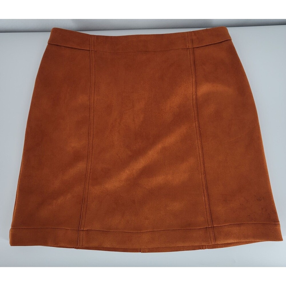 Ann Taylor Factory Petite Faux Suede A-Line Mini Skirt Rust Orange Size 10P